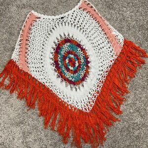 Coco +‎ Carmen Crochet Poncho Shawl Fringe Women ONE SIZE Boho Colorful